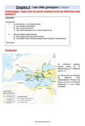 Les cités grecques - Cours : 8ème Harmos - PDF à imprimer