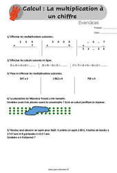 La multiplication à un chiffre - Exercices, révisions  avec les corrigés : 6ème, 7ème Harmos - PDF à imprimer