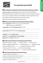 Les pronoms personnels - Exercices, révisions avec la correction : 7ème Harmos - PDF à imprimer
