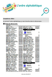 L’ordre alphabétique - Séance découverte à manipuler : 5ème Harmos - PDF à imprimer