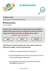 Le dictionnaire - Séance découverte à manipuler : 7ème Harmos - PDF à imprimer