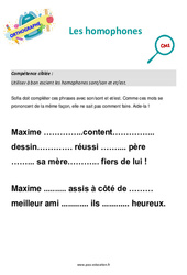 Les homophones - Séance découverte à manipuler : 6ème Harmos - PDF à imprimer