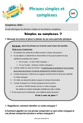 Phrases simples et complexes - Séance découverte à manipuler : 7ème Harmos - PDF à imprimer