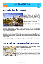 Epopée des dinosaures - Exercices - Sciences : 7ème Harmos - PDF à imprimer