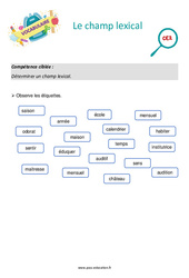 Le champ lexical - Séance découverte à manipuler : 5ème Harmos - PDF à imprimer