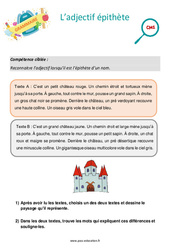 L’adjectif épithète - Séance découverte à manipuler : 6ème Harmos - PDF à imprimer