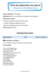 Le son [k] - Phonologie - Séquence - Fiche de préparation : 5ème, 6ème Harmos - PDF à imprimer