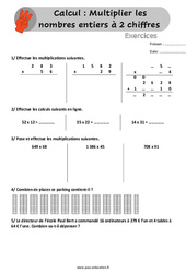 Multiplier les nombres entiers à 2 chiffres - Exercices, révisions  avec les corrigés : 6ème, 7ème Harmos - PDF à imprimer