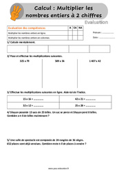 Multiplier les nombres entiers à 2 chiffres - Évaluation, bilan avec la correction : 6ème, 7ème Harmos - PDF à imprimer