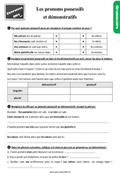 Les pronoms possessifs et démonstratifs - Exercices, révisions avec la correction : 7ème Harmos - PDF à imprimer