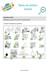 Noms en oin/ion, ein/ien - Séance découverte à manipuler : 4ème Harmos - PDF à imprimer