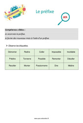 Le préfixe - Séance découverte à manipuler : 5ème Harmos - PDF à imprimer