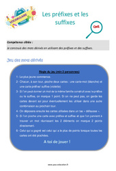 Les préfixes et les suffixes - Séance découverte à manipuler : 7ème Harmos - PDF à imprimer