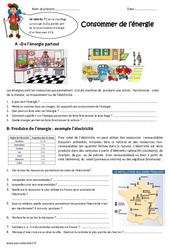 Consommer de l’énergie - Exercices : 6ème Harmos - PDF à imprimer