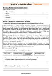 Premiers États - Exercices avec les corrigés : 8ème Harmos - PDF à imprimer