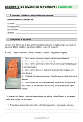 La révolution de l’écriture - Examen Evaluation avec les corrections : 8ème Harmos - PDF à imprimer