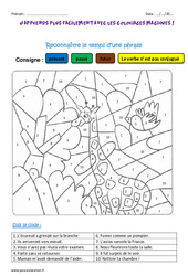 Passé, présent, futur - Coloriage magique : 5ème Harmos - PDF à imprimer