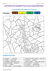 Terminaison des verbes du 1er groupe - Coloriage magique : 7ème Harmos - PDF à imprimer