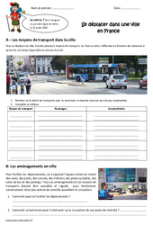 Se déplacer dans une ville en France - Exercices : 7ème Harmos - PDF à imprimer