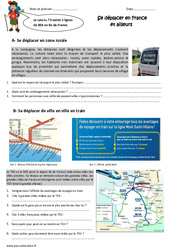 Se déplacer en France  et ailleurs - Exercices : 7ème Harmos - PDF à imprimer