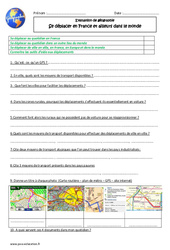 Se déplacer en France et ailleurs dans le monde - Examen Evaluation : 7ème Harmos - PDF à imprimer