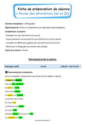 Le son O ouvert et le son O fermé - Phonologie - Séquence - Fiche de préparation : 4ème, 5ème Harmos - PDF à imprimer