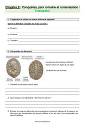 Conquêtes, paix romaine et romanisation - Examen Evaluation avec les corrections : 8ème Harmos - PDF à imprimer