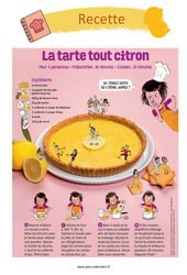 La tarte tout citron - Recette - Texte prescriptif - Ecrits fonctionnels : 6ème, 7ème Harmos - PDF à imprimer