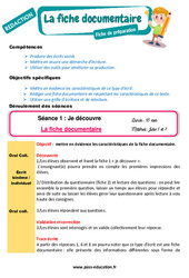 La fiche documentaire - Séquence complète - Production d'écrit : 4ème, 5ème Harmos - PDF à imprimer