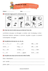 Le son [ã] - Phonologie - Exercices  : 4ème, 5ème Harmos - PDF à imprimer