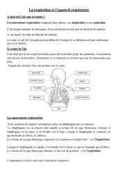 La respiration et l'appareil respiratoire - Cours, Leçon - Sciences : 6ème, 7ème Harmos - PDF gratuit à imprimer