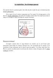 La respiration - les échanges gazeux - Cours, Leçon - Sciences : 6ème, 7ème Harmos - PDF gratuit à imprimer