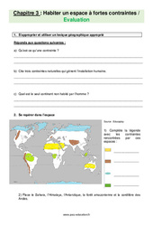 Habiter un espace à fortes contraintes - Examen Evaluation avec les corrections : 8ème Harmos - PDF à imprimer