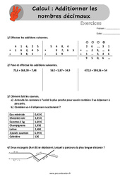 Additionner les nombres décimaux - Exercices, révisions  avec les corrigés : 6ème, 7ème Harmos - PDF à imprimer