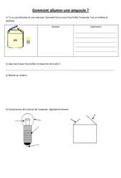 Comment allumer une ampoule - Electricité - Exercices - Sciences : 5ème, 6ème, 7ème Harmos - PDF à imprimer