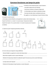 Comment fonctionne une lampe de poche - Electricité - Exercices - Sciences : 5ème, 6ème, 7ème Harmos - PDF à imprimer