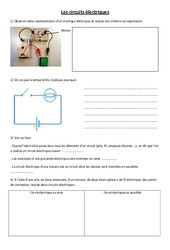 Circuits électriques - Exercices - Sciences : 5ème, 6ème, 7ème Harmos - PDF à imprimer