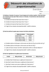 Découvrir des situations de proportionnalité - Exercices, révisions  avec les corrigés : 6ème, 7ème Harmos - PDF à imprimer