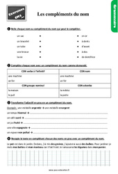 Les compléments du nom avec les corrections - Exercices, révisions : 7ème Harmos - PDF à imprimer