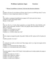 Problèmes à plusieurs étapes - Exercices -   1 : 5ème Harmos - PDF à imprimer