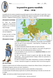 1ère guerre mondiale 1914 - 1918 - Exercices : 7ème Harmos - PDF à imprimer