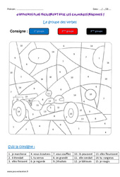 Groupe des verbes - Coloriage magique : 5ème Harmos - PDF à imprimer