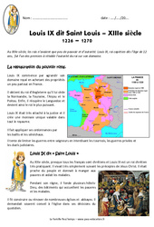 Louis IX - Saint Louis - Exercices : 6ème Harmos - PDF à imprimer