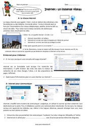 Internet - Fiches un immense réseau - Exercices : 7ème Harmos - PDF à imprimer