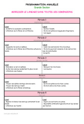 Langage - Programmation annuelle 2016 - 2017 : 2ème Harmos - PDF à imprimer