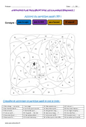 Accord du participe passé PP - Coloriage  : 7ème Harmos - PDF à imprimer