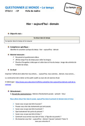 Séquence - Fiche de préparation Hier - Aujourd'hui - Demain - Séquence - Fiche de préparation : 3eme Harmos - PDF à imprimer