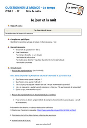 Jour - Nuit - Fiche de préparation : 3eme Harmos - PDF à imprimer