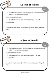 Jour - Nuit - Cours, Leçon : 3eme Harmos - PDF gratuit à imprimer