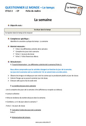 Séquence - Fiche de préparation Semaine - Séquence - Fiche de préparation : 3eme Harmos - PDF à imprimer